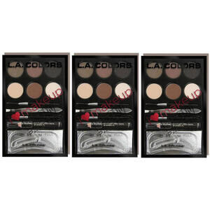 Lot of 3: NEW L.A. Colors I Heart Makeup Brow Palette in Medium to Dark (Sealed)